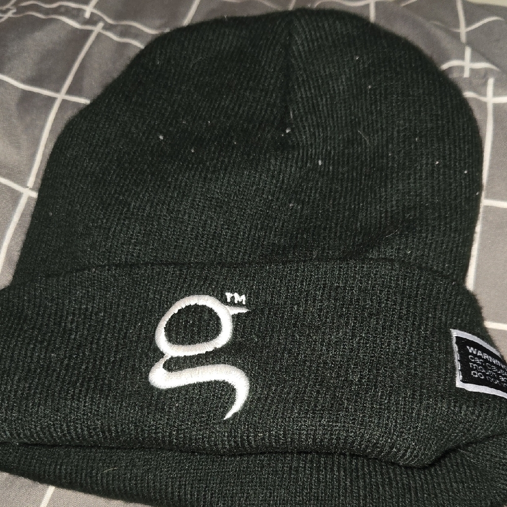 Black Beanie with White Logo
